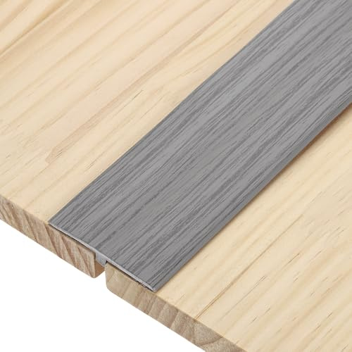QUARKZMAN T-Molding Bandes De Transition, 3 m x 5cm (L x W) Profil Plat En PVC Pour Sol Adhésif Bords De Plancher En Vinyle Pour Joints De Sol Portes, Grain De Bois Gris