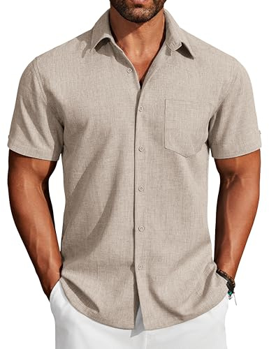 COOFANDY Chemise Homme Manches Courtes Été Décontractée Vacances Plage Hawaïenne avec Poche