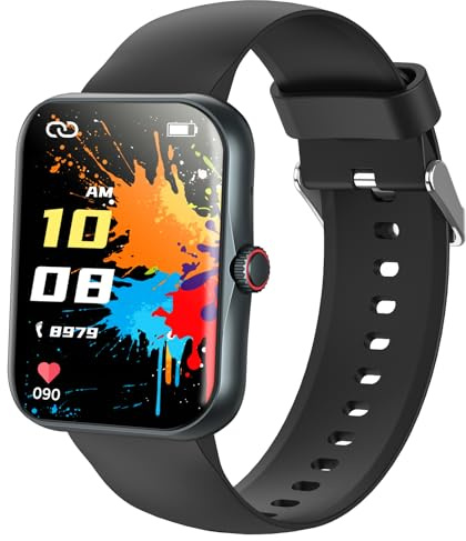 PTHTECHUS Smartwatch Bambini, Orologio Intelligente Fitness Sportivo SmartWatch per Bambini, 1.83' HD Touchscreen, Cronometro Notifiche Messaggi, Fitnesstracker per Ragazzi Ragazze Adolescenti (Nero)