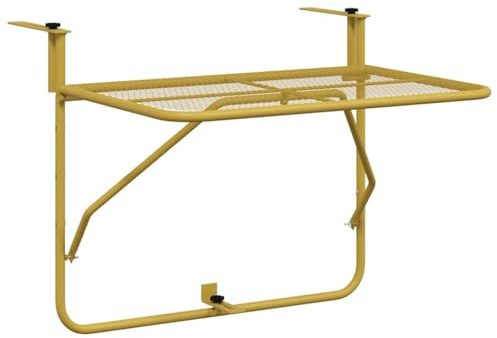 GeenYuu Tavolo da balcone in acciaio dorato, 60 x 40 cm, pieghevole, multifunzione, per balcone, terrazza, giardino, salvaspazio e resistente alle intemperie