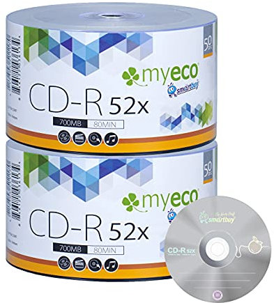 MyEco CD-R CDR 52X 700MB 80Min Economy - Disco de grabación con logotipo de la marca MyEco