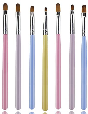 Set di 7 pennelli per unghie in gel, set di pennelli per unghie in gel UV, perfetto per unghie acriliche