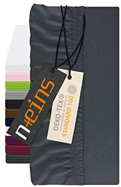 npluseins Spannbettlaken für Topper - Spannbetttuch aus 100% Baumwolle 1598.2327, ca. 120 x 200 cm, anthrazit