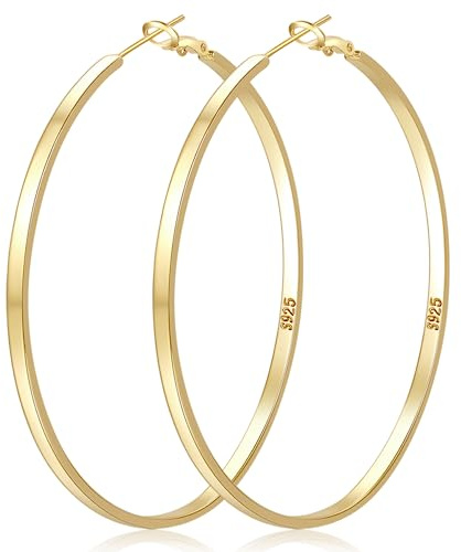 LOUMILEO Boucles d'oreilles créoles en argent sterling Grandes boucles d'oreilles créoles en argent pour femme Boucles d'oreilles créoles en argent hypoallergénique légères 30/40/50/60/65/70MM