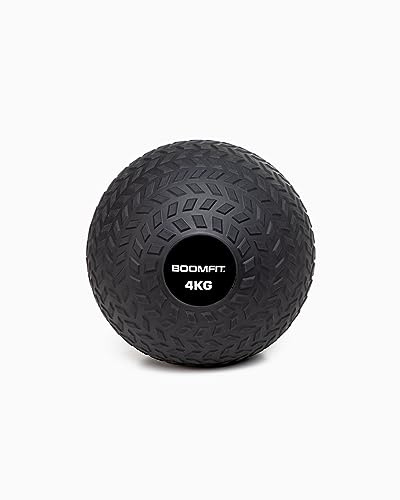 BOOMFIT Slam Ball 4 kg Antirrebote | Textura de Alto Agarre en Caucho + Arena | para slams | Crossfit en casa y Box | Balon Medicinal