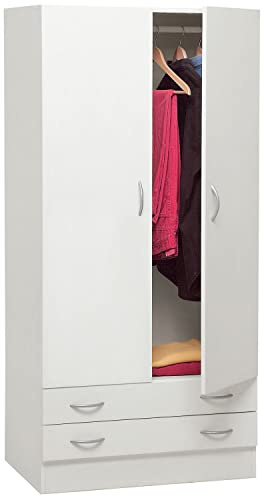 Composad | Armadio della Linea FACILE con 2 Ante e 2 Cassetti, Armadio con Ante, Camera da Letto, (LxAxP) 81,90x184,40x46,30 cm, Colore Bianco, Made in Italy