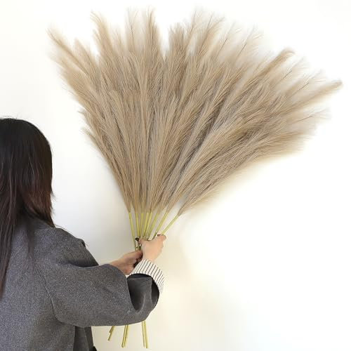 Larber 8 Stück Pampasgras Künstlich Groß Decor 113CM,Künstliche Trockenblumen Deko Pampasgras Groß für Wohnzimmer Flur Treppe Hochzeits Vase Dekoration