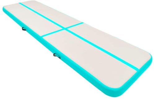 Brokky Inflatable Gymnastics Mat with Pump 800x100x15 cm PVC Green-inflatable Gymnastics Tumble Track Gym Mat for Home Use,Training,Cheerleading,Yoga,Water Fun