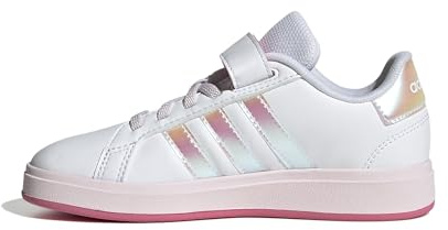 adidas Unisex Kinder Grand Court 2.0 Shoes Children, FTWR White/Iridescent/pink Fusion, 35 EU