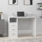 Myheimly Schreibtisch 102x76x50 cm Holzwerkstoff, Bürotisch, Tisch, PC-Tisch, Computertisch, Laptoptisch, Arbeitstisch, Studiertisch Weiß