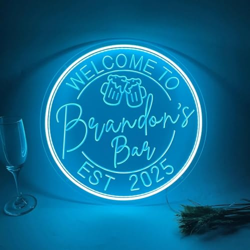 Personalisiertes Bar-Neonschild dimmbar graviert für die Home Bar LED-Neonlicht Wanddekoration Bier Whiskey Cocktail Pub Männerhöhle Trinknamensschild personalisierte Weihnachtsgeschenke für Männer
