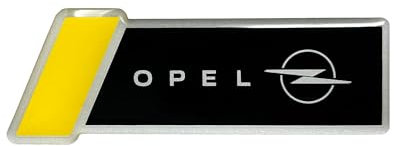 Adesivo 3D Emblema Compatibile con Opel Motorsport, Prodotto con Licenza, Nero e Giallo, 30 x 80 mm