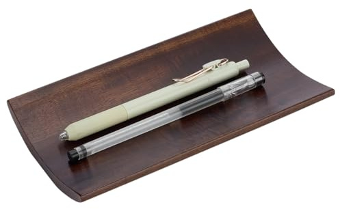 FINGERINSPIRE Wooden Pen Tray Display Holder Arch Shape Walnut Wood Pen Tray Coconut Brown Wooden Pens Desk Trays Organiser for Pens Pencils Desk Office Stationery Desks Decoration