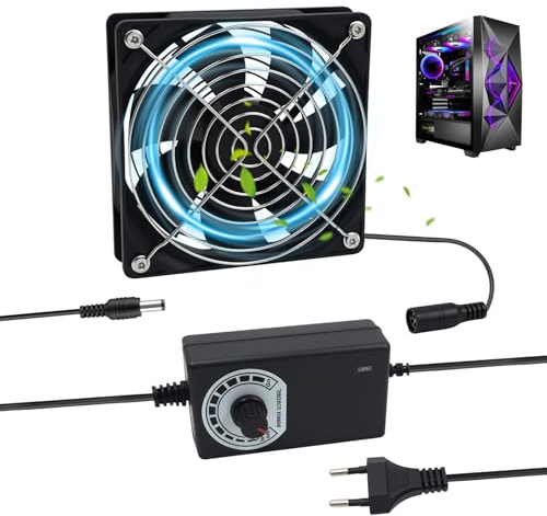Ventilador De Caja Para Pc 120mm, Ventilador Silencioso Con Velocidad Variable, Potente Ventilador De 120mm Para Ordenador, Portátil, Router, TV Box, Ventilador De Caja Estable, 3000rpm Negro