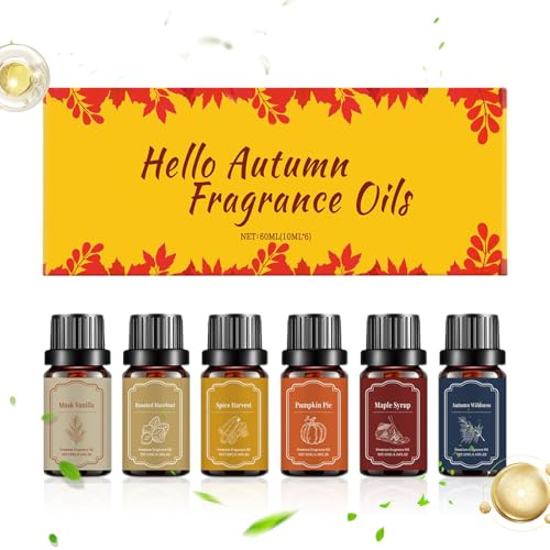 Esencias de otoño para hacer velas, solución de 6 fragancias | Juego de aceites difusores perfumados de otoño para invierno, Navidad, Halloween, hogar, coche, jabón, dormitorio, sala de estar, spa