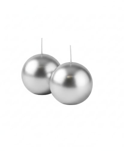 Cereria di Giorgio - 12 Candele Sfera - Diametro 4.5 cm - Colore Argento - Durata 5 Ore