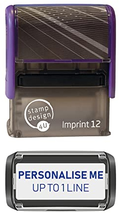 Stamp Design 4U Imprint 12 48x18mm 1 Line Personalised Stamp Premium Custom Made Self-Inking Business Address Rubber Stamp with Blue Ink