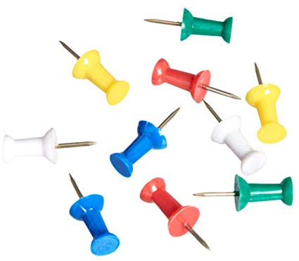 Amazon Basics Push Pins, Assorted Colors, Steel Point, 200-Count