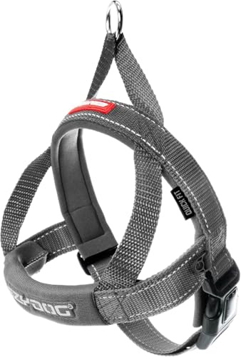 EZYDOG Quick Fit Dog Harness - Small, Medium, Large - Reflective Stitching, Water Resistant - No Pull (Grey)