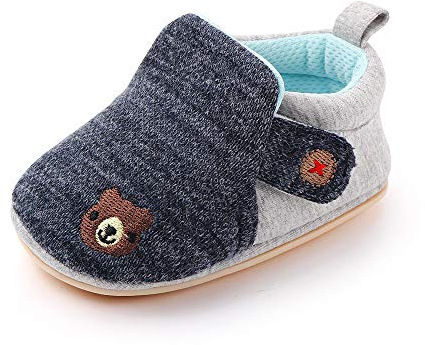 Cheerful Mario Primeros Pasos Zapatos para Bebé Niñas Niños Zapatillas de Estar por casa Suela Blanda Respirable Pantuflas Infantiles Armada 12-18 Meses