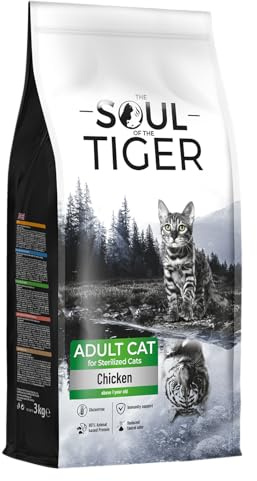 The Soul of the Tiger - Cibo secco per gatti adulti sterilizzati, a base di pollo, 3 kg