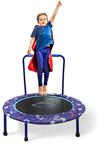 Trampolin Kinder Ø96cm, Trampolin Klein mit Schaumstoffgriff und Sicherheitspolster, Faltbarer Trampolins Indoor Outdoor, Kindertrampolin Gartentrampolin für Jumping Fitness ab 2 3 4 Jahre