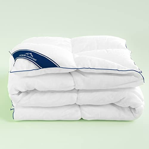 Nordic Paradise - Couette en Duvet Deluxe - 140x200 cm - Toutes Saisons - 90% Duvet de Canard Blanc Français - Enveloppe Coton Anti-Acariens