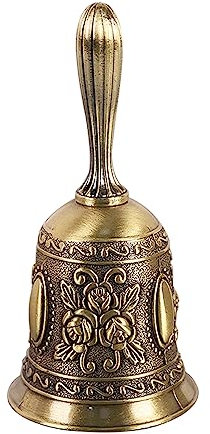 Fayemint Handglocke, Hand Tischglocke,Klassische Zinklegierung Glocke Klingel, Tischklingel für Abendessen am Empfang, Hotelservice, Hochzeit Veranstaltungen (Bronzefarbe)
