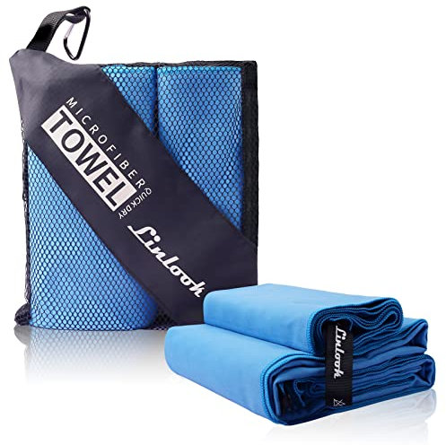 Microfaser Handtücher 2 Stück (160x80cm Groß Badetuch + 80x40cm Klein Hand Gesichtshandtuch) Sporthandtuch Fitness Handtuch Reisehandtuch Strandhandtuch für Sport Travel Yoga Camping Beach Gym