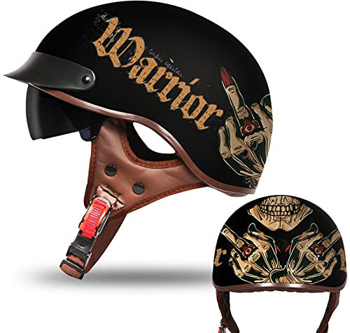 EBAYIN Halbschalenhelm Jethelm Bobber Helm Motorradhelm Halbhelm Herren personalisierter Halbschalenhelm Retro Anti-Cruiser Chopper Roller Moped Jet Helm DOT ECE zugelassen,F-XXL=（63~64cm）