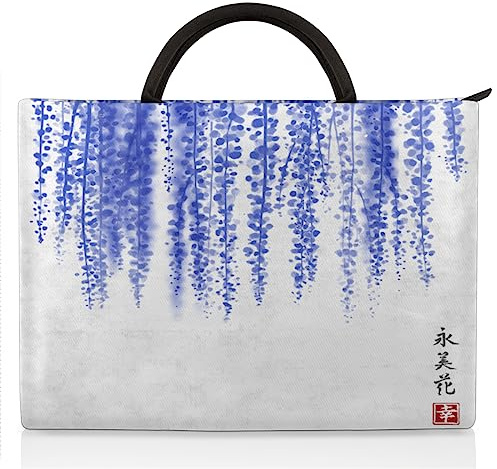 Traditionell Japan Wisteria laptop fodral kompatibel 15-17 tum notebook blåregn blomma laptop väska för kvinnor män bärväska väska portfölj laptop portfölj väska