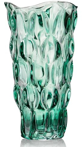 CEMABT Vasi di vetro da 3 libbre per fiori vaso morden indistruttibile spesso per tavoli centrotavola, colorati, vintage e luminosi, grandi vasi di fiori per bouquet regali unici (verde)