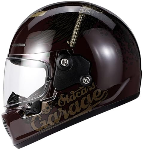 Casco Integrale da Moto Caschi Jet Vintage ECE Omologato Casco da Moto Scooter Casco da Motocross per Uomini E Donne Adulti A,XXL=62-63CM