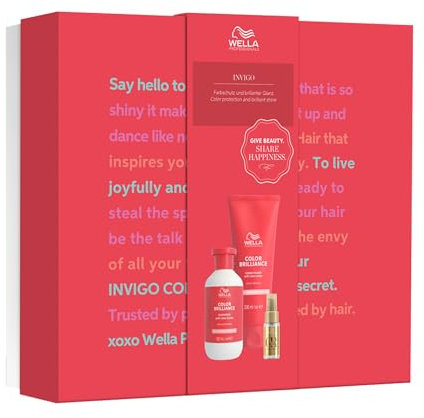 Wella Professionals Invigo Color Brilliance Geschenkset für feines Haar - farbschützende Pflege - Set aus 300 ml Shampoo, 200 ml Conditioner und 30 ml Oil Reflections Haaröl - inkl. Geschenkbox