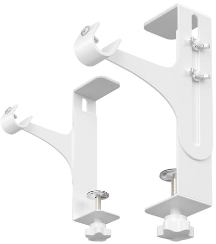 Support Tringle Rideaux sans Percage - Accroche Rideau sans Perçage, Support Tringle Coffre Volet Roulant pour une Hauteur de 14 à 25 cm, Blanc, Pack de 2