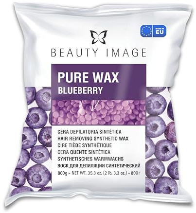BEAUTY IMAGE Pure – Perlas de cera depilatoria Hipoalergénicas – Para Pieles Sensibles – Blueberry u Orchid – Resultados Profesionales – Pack 1000g