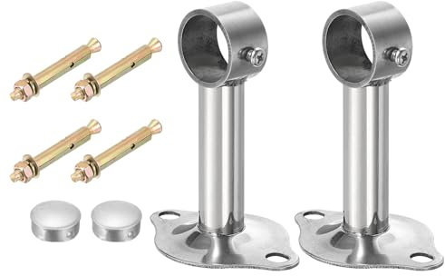 QUARKZMAN 3 Juego Soportes para Barra de Cortina de Techo, Ajuste de 25mm/0.98 Longitud de Tubo 100mm/3.94 Ganchos y Soportes de Acero Inoxidable para Paredes Armario, Plateado