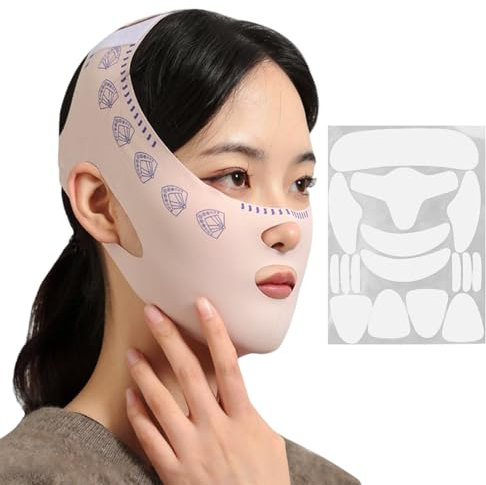 1 Pezzo Di Maschera A Forma Di Faccia E 1 Set Di Toppe Per Il Viso Antirughe, Maschera Elastica Traspirante, Maschera Per Dormire E Strumenti Per La Cura Del Viso.