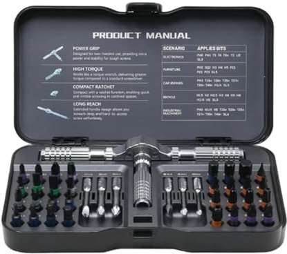 Set di cacciaviti a cricchetto, con, kit di riparazione di precisione per riparazioni domestiche, bici, orologi, occhiali, elettronica, PC, computer, campanello ad anello