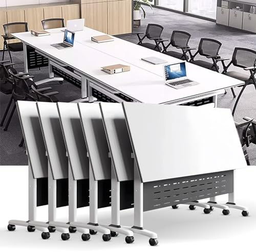 Table de conférence pliante – Table de réunion mobile avec pieds enroulables et plateau pliable pour séminaires, formations, conférences, idéale pour la maison, le bureau, la salle de classe