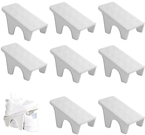 VIQIHEOE Skoslitsar arrangör, 8 stycken halkfria skohållare, skoarrangör låda, platsbesparande skoförvaring, för sandaler, klackar, platta tofflor, mindre skostorlekar, grå