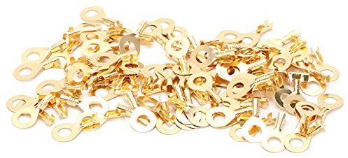 Irfora Terminale Ad Anello con Capocorda 100 Pezzi, Connettore a Crimpare per Cavo Pressato a Freddo M6 6,2 Mm, Materiale in Ottone, Terminale Ad Anello di Lavoro a Bassa Frequenza