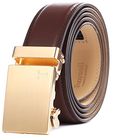 Tonywell Mens Genuine Leather Ratchet Belt Fashion Belts with Automatic Buckle