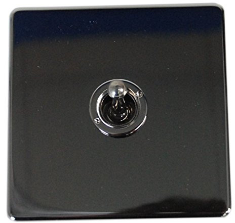 Crabtree Modern Single Toggle Light Switch Polished Black Nickel Effect 2 Way 10 Amp Home Office Light Switches