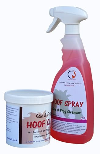 Horseleads Hoof Clay 900 g and Hoof Spray 750 ml Saver Combo, field dressing paste and antiseptic spray for thrush