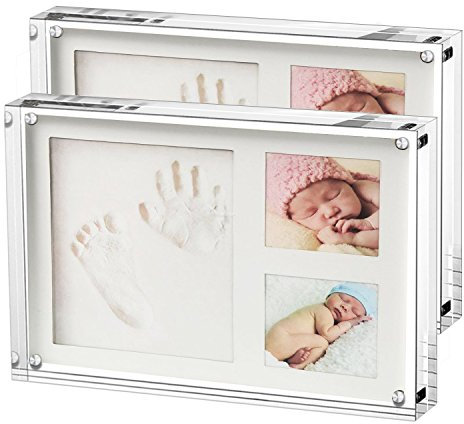 Boxalls Acrylic Photo Frame 9 x 13 cm (3.5 x 5 inch)-Set of 2, Double Sided Picture Frame with Magnetic, Clear Frameless Desktop Photo Block