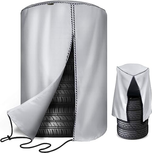 Mr.You Housses de Rangement pour pneus et Sac de Rangement pour pneus, Grande Housse de Pneu saisonnière, imperméable, Anti-poussière (Argent, 81,3 cm de diamètre - 84 cm)