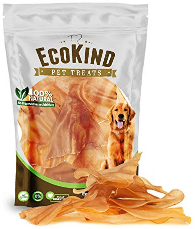 EcoKind Pet Treats Jumbo (6-8 inches Each) Cow Ear Dog Treats - 100% All-Natural Beef Dog Chews - Promotes Dental Health - Durable & Long-Lasting, Free Range Grass Fed Cattle (6 Ears)