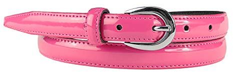 MYB Cinturón Mujer Charol - Piel Verdadera Made In Italy - 20 mm (Fucsia, 95-110 cm)