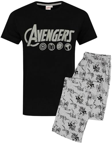 Avengers Mens Pyjamas Logo Marvel Lounge Byxor & T-shirt Set XL